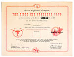 "THE CISCO KID RANCHERS CLUB" CERTIFICATE/BUTTON/CARD DAN-DEE PREMIUM.