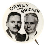 “DEWEY AND BRICKER” 1944 JUGATE BUTTON.