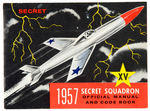 CAPTAIN MIDNIGHT 1957 SECRET SQUADRON MANUAL AND DECODER BADGE.