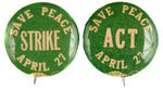 PRE-WWII "STRIKE" AND "ACT" BUTTON PAIR.