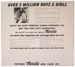 "BOYS AND GIRLS - JOIN MERITA'S LONE RANGER SAFETY CLUB" SAMPLE STORE DISPLAY W/COUPON AND CALENDAR.