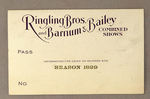 RINGLING/BARNUM "SEASON 1929" PASS.