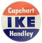 “IKE” 3” COATTAIL NAME BUTTON.