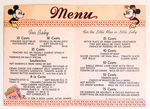 CHILDRENS MENUS WITH DISNEY STUDIO ART.