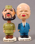 CUBAN MISSILE CRISIS ERA CASTRO AND KHRUSHCHEV "KISSIN KUZZINS" BOBBING HEADS.