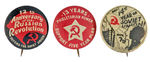 RUSSIAN REVOLUTION TRIO OF USA COMMUNIST PARTY BUTTONS.