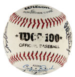 MLB HOF MEMBERS & PRESIDENT GEORGE H.W. BUSH SIGNED BASEBALL.