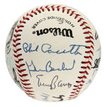 MLB HOF MEMBERS & PRESIDENT GEORGE H.W. BUSH SIGNED BASEBALL.