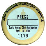 ACADEMY AWARDS 1966 "PRESS" BUTTON.