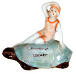 BATHING BEAUTY ON TURTLE SOUVENIR CHINA FIGURINE.