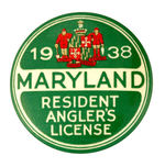 "MARYLAND 1938 RESIDENT ANGLERS LICENSE."