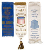 BLAINE RARE MICHIGAN 1880 HOPEFUL RIBBON PLUS TWO FROM 1888-1892.