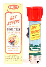 ROY ROYGERS & TRIGGER "SIGNAL SIREN" FLASHLIGHT W/PAPERS AND BOX.