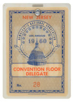 “NEW JERSEY/CONVENTION FLOOR/ DELEGATE” BADGE FOR CONVENTION WHICH NOMINATED JOHN KENNEDY.