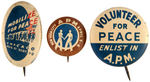 PRE-PEARL HARBOR TRIO OF PEACE BUTTONS.