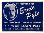 RARE POSTER STAMP "IN MEMORY OF ERNIE PYLE BELOVED WAR CORRESPONDENT."