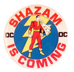 CAPTAIN MARVEL LARGE 4" "DC" BUTTON.