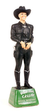 "HOPALONG CASSIDY" TIMEX SHOCK-RESISTANT WRISTWATCH FIGURAL DISPLAY.