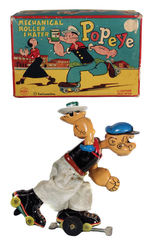 "ROLLER SKATER POPEYE" BOXED LINE MAR WINDUP TOY.