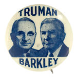 "TRUMAN/BARKLEY” BLUETONE AND BLUE TEXT JUGATE BUTTON.