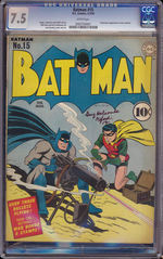 BATMAN #15, FEBRUARY-MARCH 1943. CGC 7.5