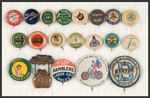 BICYCLE AND RELATED 20 PINBACKS MOSTLY CIRCA 1896-1898.