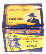 "HOPALONG CASSIDY AUTOMATIC TELEVISION SET WITH FOUR ACTION-PACKED STRIPS" BOXED.