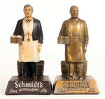 "SCHMIDT'S OF PHILADELPHIA BEER ALE" METAL FIGURAL COUNTER DISPLAYS.