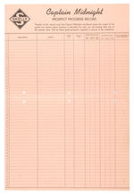 “CAPTAIN MIDNIGHT FLIGHT PATROL/PROSPECT PROGRESS RECORD” SKELLY OIL DEALER SIGN-UP SHEET AND CHART.