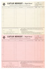 “CAPTAIN MIDNIGHT FLIGHT PATROL/PROSPECT PROGRESS RECORD” SKELLY OIL DEALER SIGN-UP SHEET AND CHART.