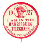 FIRST BUTTON FOR "HARRISBURG TELEGRAPH MARBLE TOURNAMENT."