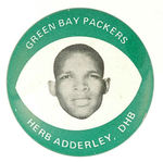 "GREEN BAY PACKERS HERB ADDERLEY, DHB." BUTTON.