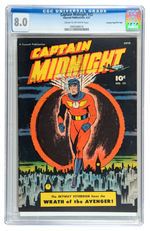 CAPTAIN MIDNIGHT #52 JUNE 1947 CGC 8.0 CREAM TO OFF-WHITE PAGES CROWLEY COPY/FILE COPY.