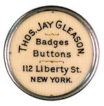 "GLEASON BADGES BUTTONS" RARE LAPEL STUD.