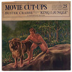 BUSTER CRABBE IN TARZAN-INSPIRED FILM SIGN FOR "MOVIE CUT-UPS PUZZLE."
