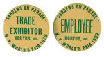 NYWF RARE "EXHIBITOR" AND "EMPLOYEE" PAIR.