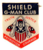 "SHIELD G-MAN" DIE-CUT CELLO BADGE.