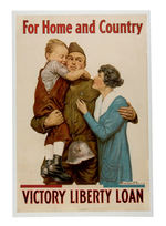 "FOR HOME AND COUNTRY/VICTORY LIBERTY LOAN" WWI LINEN-MOUNTED POSTER.