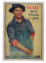"WE'LL FINISH THE JOB/VICTORY LIBERTY LOAN" WWI LINEN-MOUNTED POSTER.