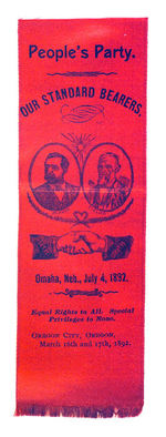 WEAVER & FIELDS RARE PEOPLE'S PARTY JUGATE RIBBON.