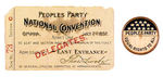 "PEOPLE'S PARTY NATIONAL CONVENTION" TICKET WITH STUD.