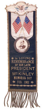 RARE MC KINLEY RIBBON BADGE FROM  MEMORIAL DAY 1902.