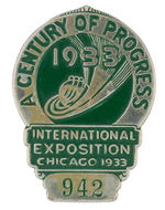 CHICAGO 1933 EXPOSITION EMPLOYEE BADGE.