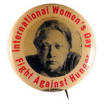 MOTHER BLOOR LEFT WING 1930s WOMEN'S DAY BUTTON.