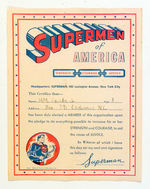 SUPERMAN "SUPERMEN OF AMERICA" PLAYSUIT INSERT VERSION OF CERTIFICATE.