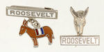 "ROOSEVELT" PAIR OF ENAMEL DONKEY PINS.