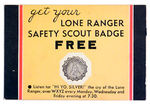 LONE RANGER "CHIEF SCOUT" COMPLETE CARD SET/PLEDGE CARD/ENVELOPE.