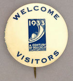LARGE FAIR EMPLOYEE OR CLERK "WELCOME VISITORS" BUTTON.