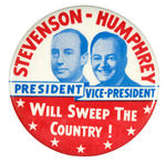 STEVENSON WITH HUMPHREY AS VP HOPEFUL RARE BUTTON.