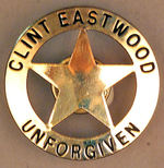 "CLINT EASTWOOD UNFORGIVEN" VIDEO PROMO BADGE.